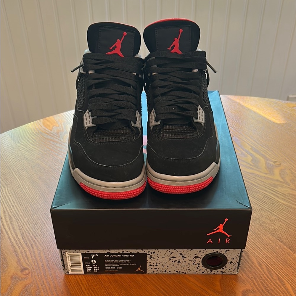 Nike Air Jordan 4 Retro Black and Fire Red